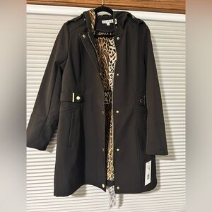 VIA SPIGA women's hooded rain repellant jacket coat with hood - black - M